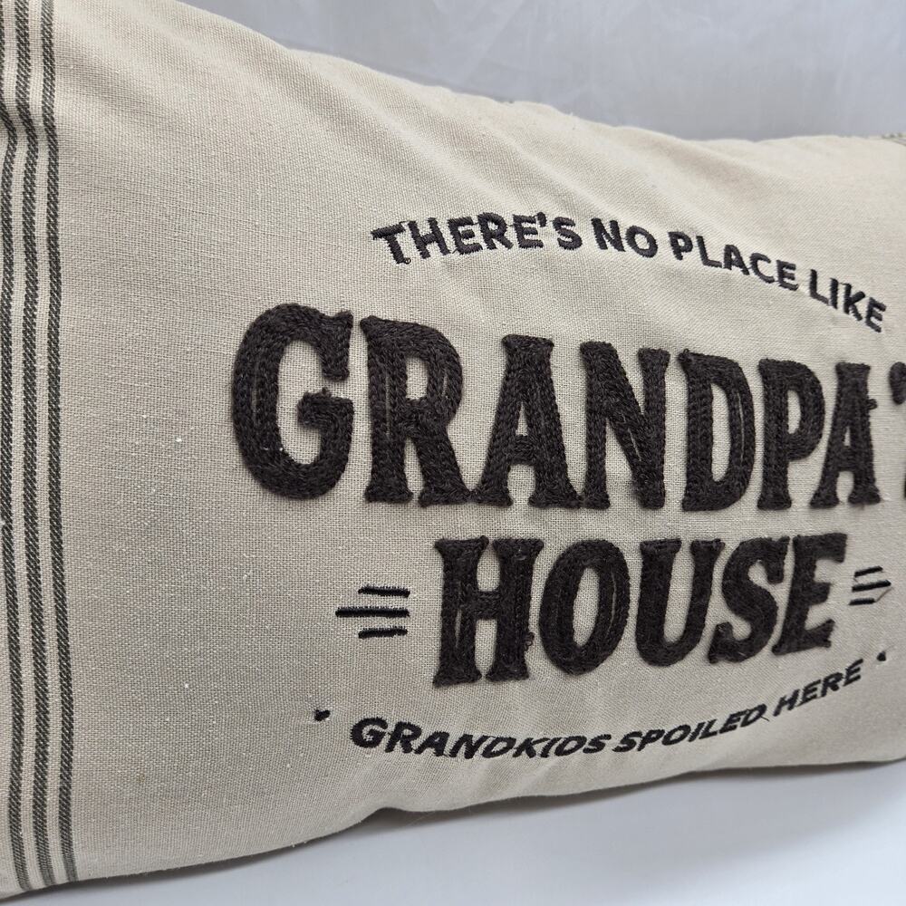 GRANDPAS HOUSE Farmhouse-style Pillow 20x12" TIKTOK VIRAL Embroidered